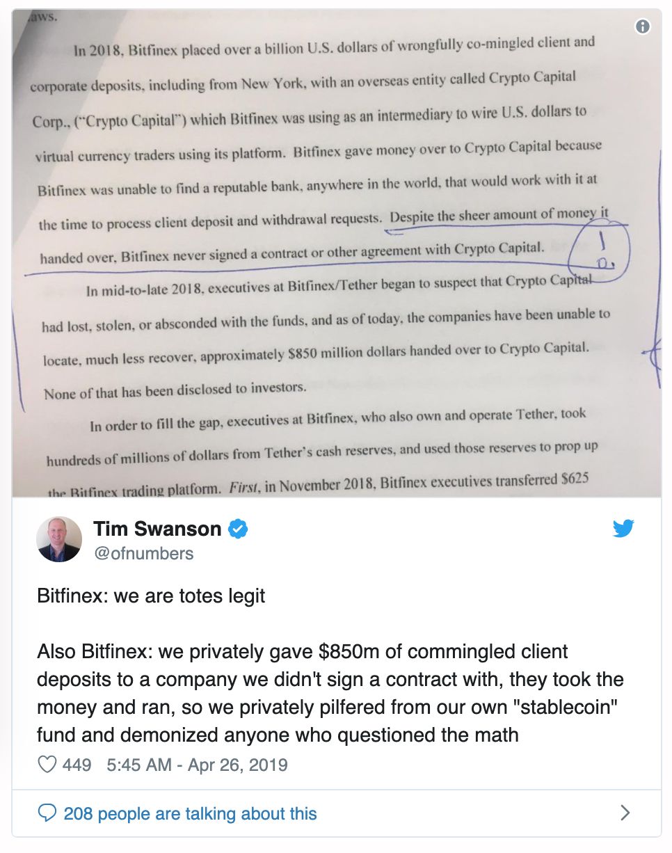 USDT幕后，庄家 Bitfinex 的猫鼠游戏