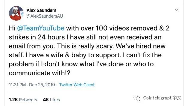 YouTube声称误删加密货币视频，但仍未有实质性进展