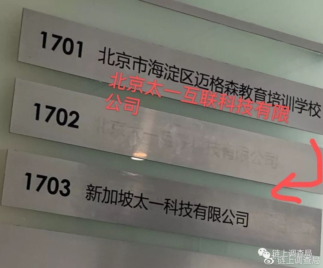 CoinTiger国内关联公司实为“北京太一”，地点为北京融科望京中心