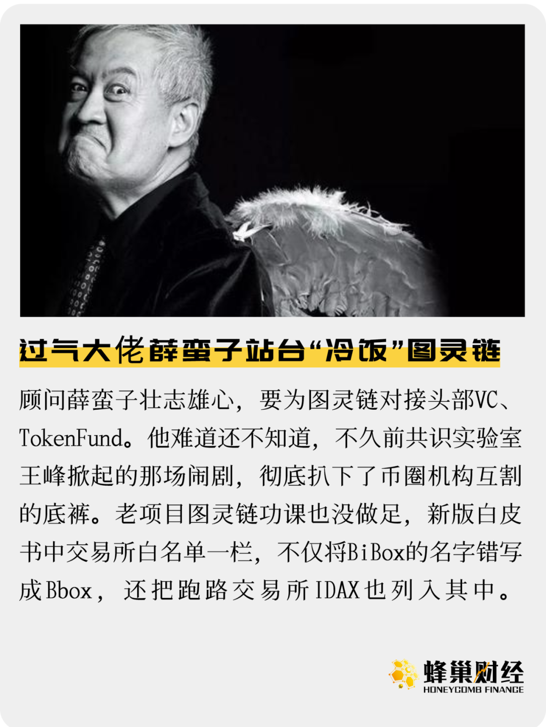 过气大佬薛蛮子站台“冷饭”图灵链