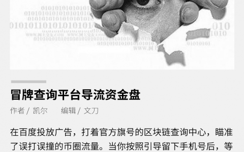 冒牌查询平台导流资金盘