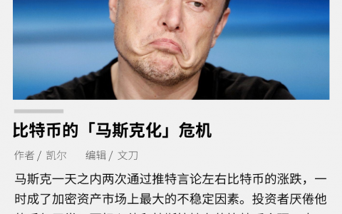 比特币的“马斯克化”危机