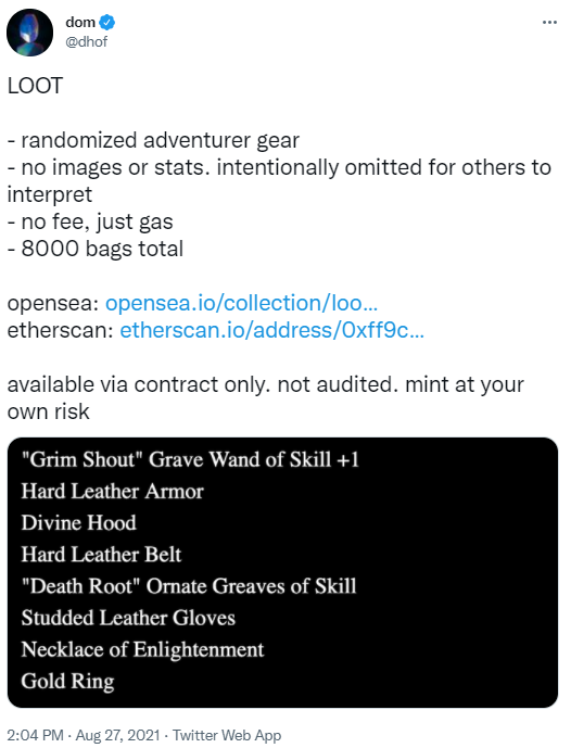 席卷加密世界的“Loot”是什么？其价值到底有多大？